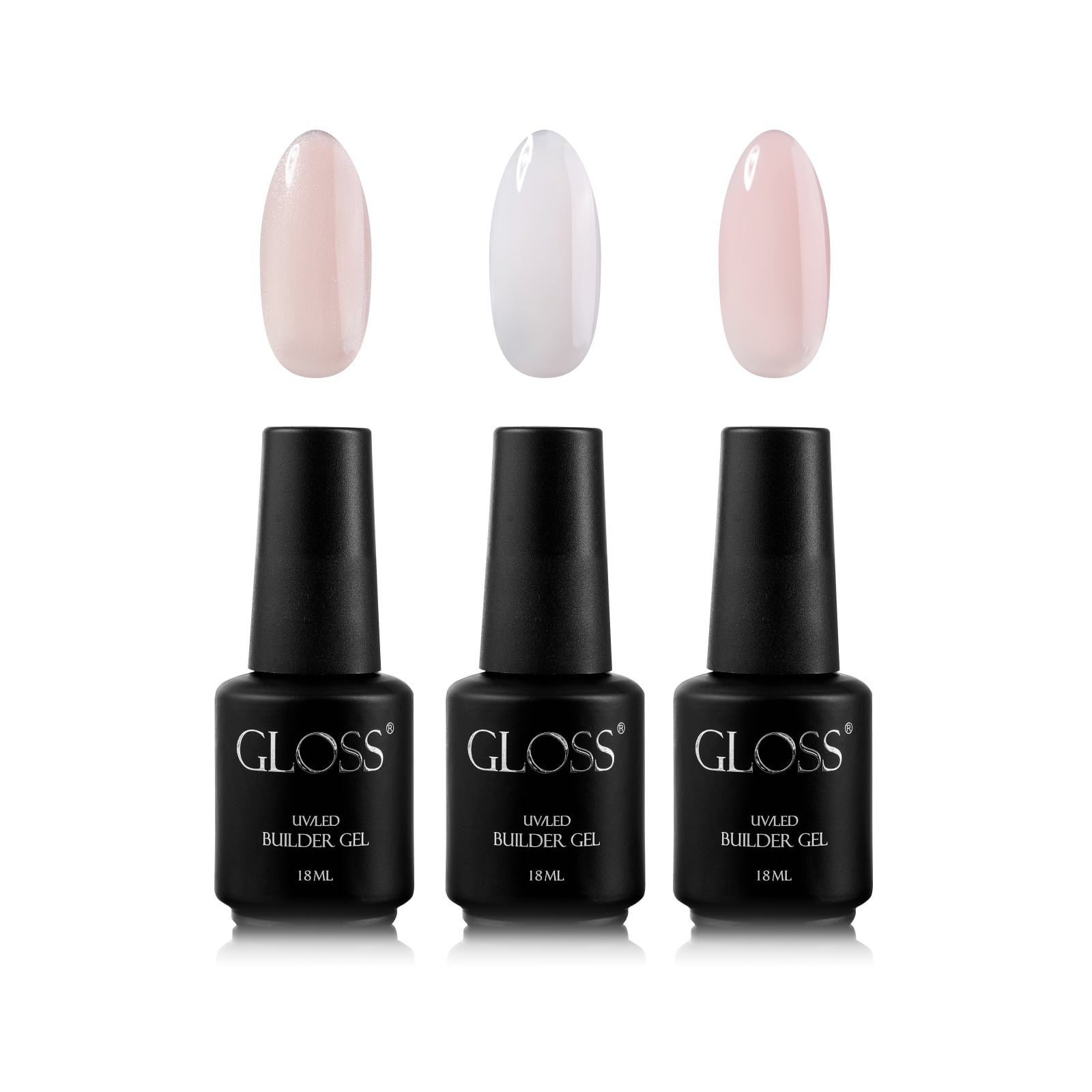 GLOSS Builder gel set "Nude Charm", 3 pcs (18 ml with brush)